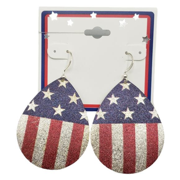 3/15 NWT American Flag Nickel Free Teardrop Earrings - Picture 4 of 5